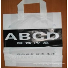 Logo printed plastic shopping bag with handle